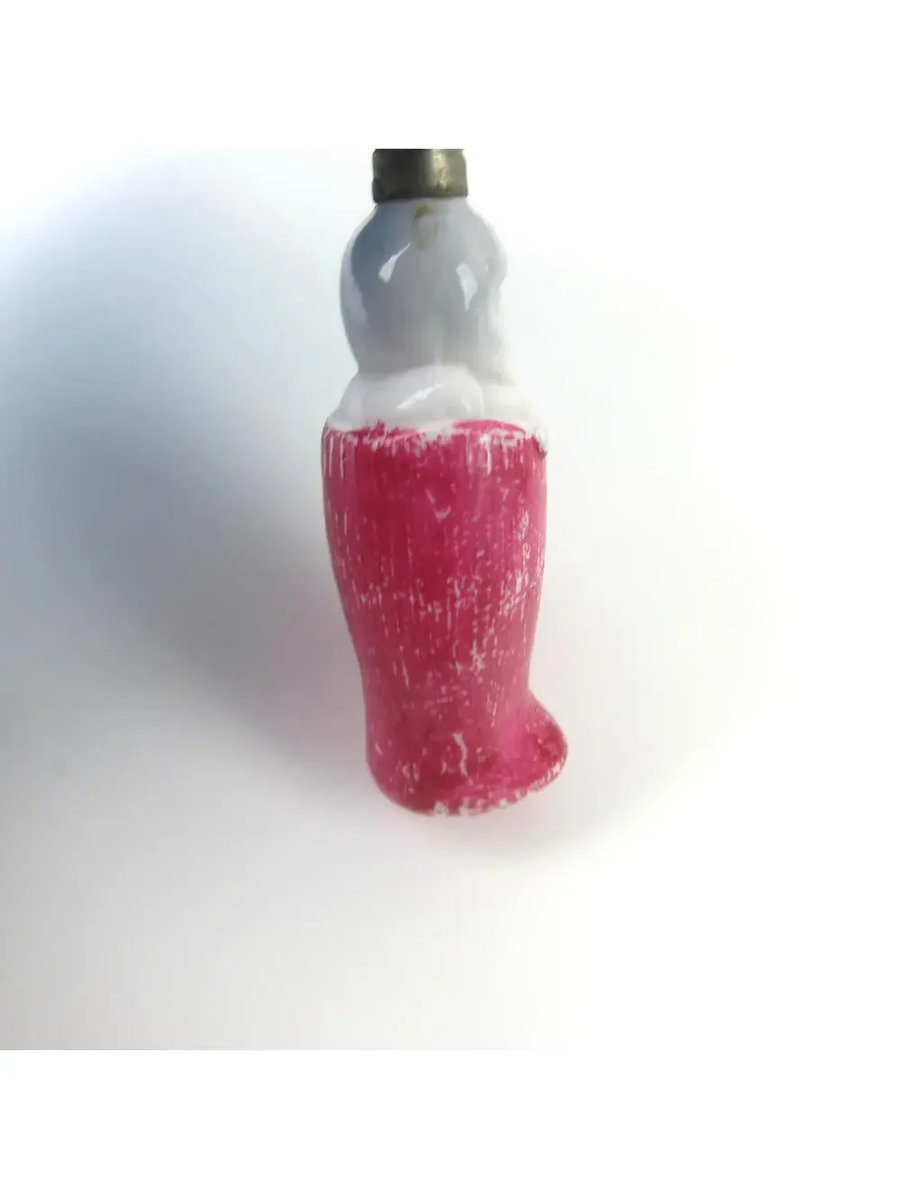 Vintage Christmas Figural Milk Glass Light Bulb C6 Baby in Red Stocking Japan